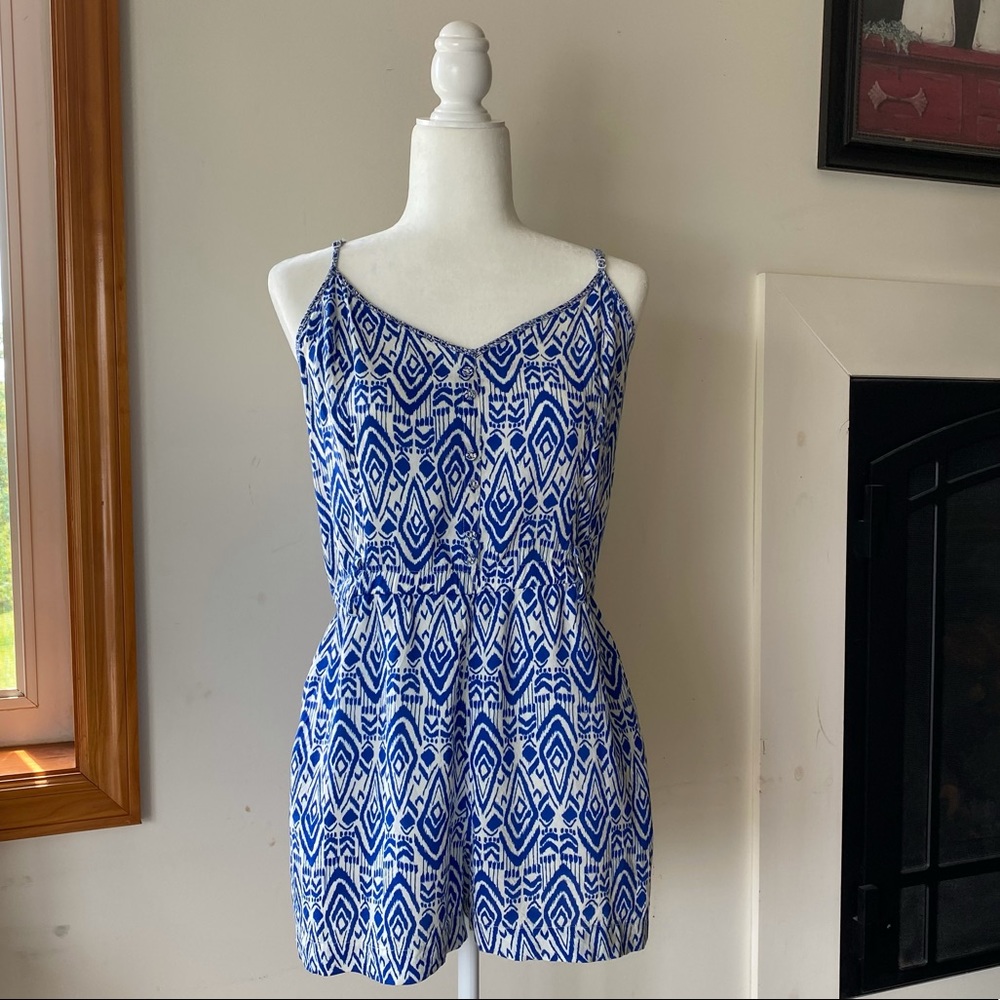 American Eagle Outfitters Blue Printed Romper